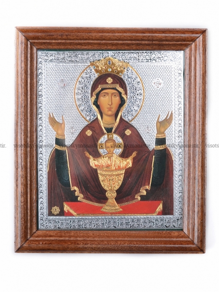 Пресвятой Богородицы «Неупиваемая Чаша» в рамке из дерева (липа) под стеклом